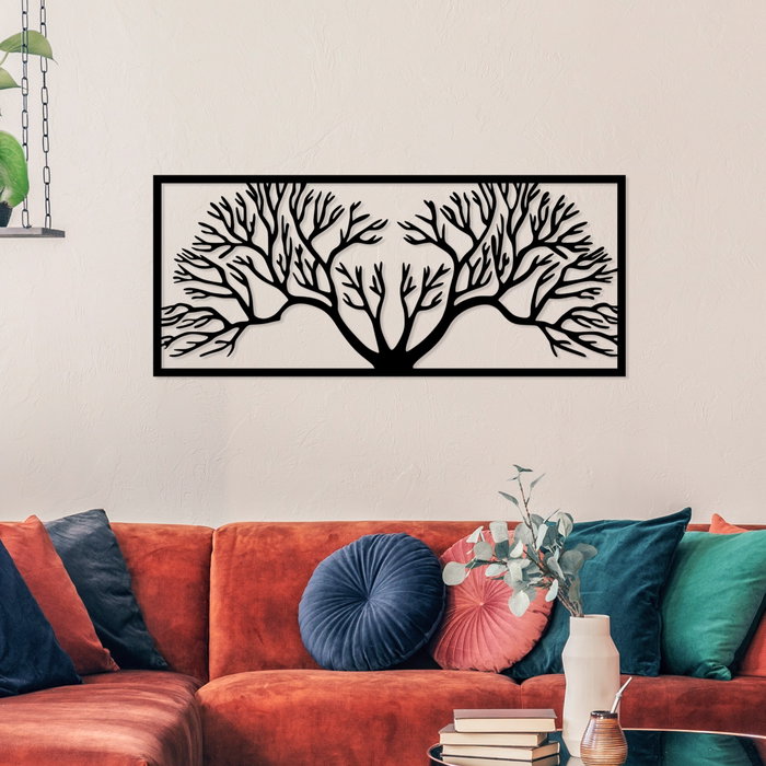 Wallity Horn Tree Escultura de Pared de Metal Negro